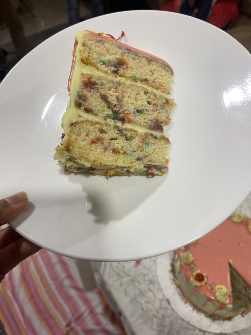The slice of the cake