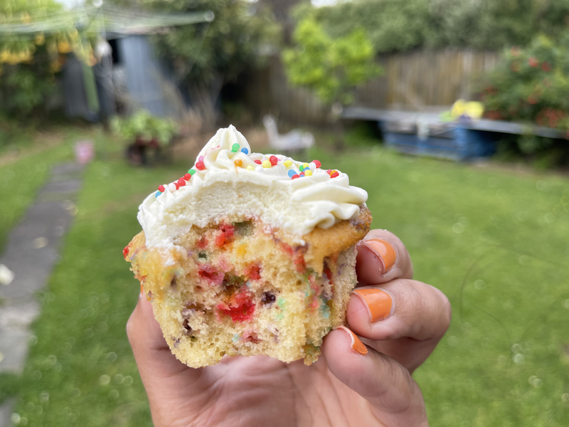 The inside of the cupcake
