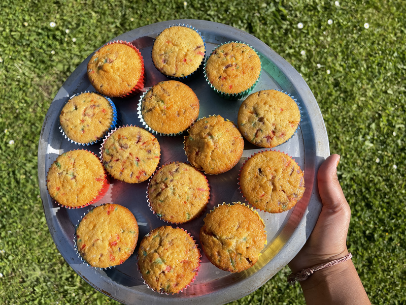 The first batch of cupcakes cooked
