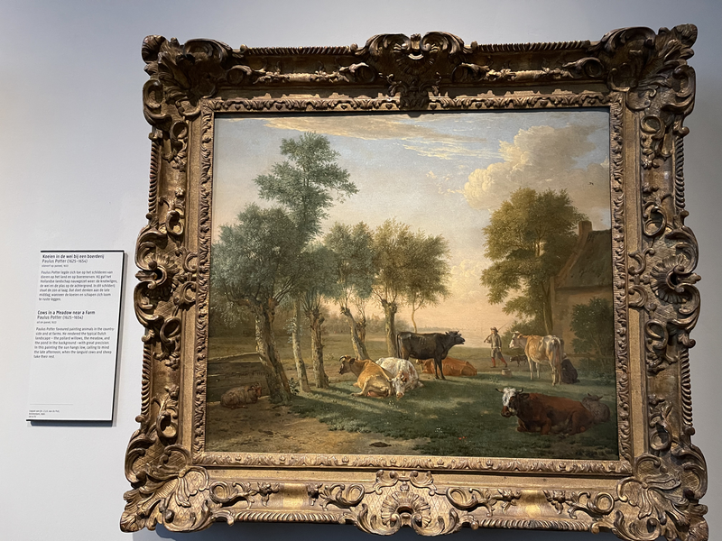 Cows in a meadow near a Farm by Paulus Potter