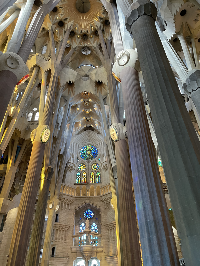 The inside of the Sagrada La Familia